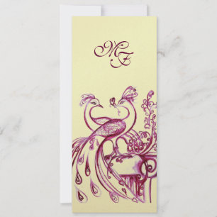 PEACOCKS IN LOVE MONOGRAM rood roze goud Aankondiging