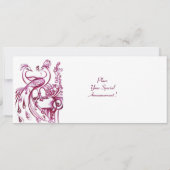 PEACOCKS IN LOVE MONOGRAM rood roze goud Aankondiging (Achterkant)