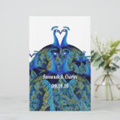  Peacocks Kussen Bruiloft Stationery Briefpapier (Staand voorkant)