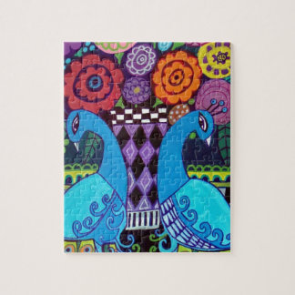 Peacocks met Flowers Art door Hether Galler Legpuzzel
