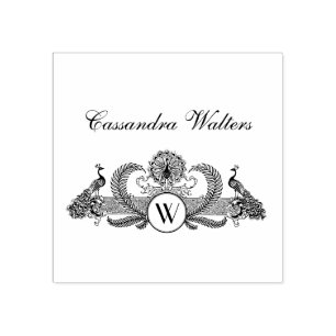  Peacocks Monogram Naam Initialen Rubberstempel