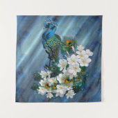 Peacocks over Emerald Green Silk Wandkleed (Voorkant)