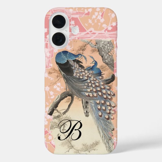 PEACOCKS, PINK WHITE SAKURA FLOWERS Japanse Floral Case-Mate iPhone Case (Achterkant)