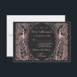 Peacocks rose Gold Art Déco Black RSVP<br><div class="desc">Design unique avec un mélange de paons d'art déco d'or imitation rose de style ancien et une approche graphique audacieuse et moderne, sur un arrière - plan texturé noir. Utilisez l'outil Personnaliser pour ajouter vos informations. Pour les articles correspondants, visitez, s'il vous plaît, ma collection Rose Gold Art Déco Peacocks....</div>