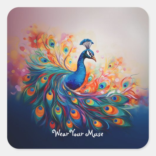 Peacock's Splendor Vierkante Sticker (Voorkant)