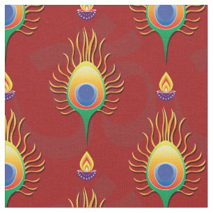 Peacocks veer met diya lampen (Diwali) Stof