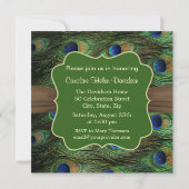 Peacock's veren 50th Birthday Party Invitation Kaart (Achterkant)
