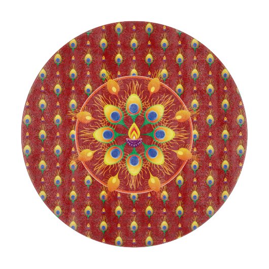 Peacocks vether Rangoli op patroon Snijplank (Voorkant)