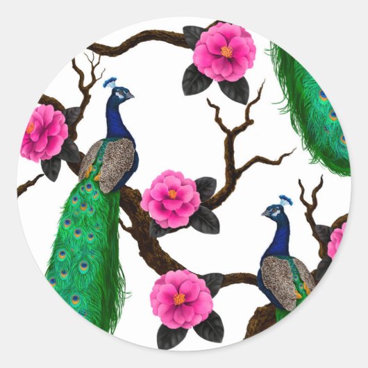 Peacocktuin Ronde Sticker (Voorkant)