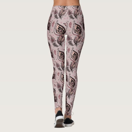 Peacockvederpatroon Leggings (Achterkant)
