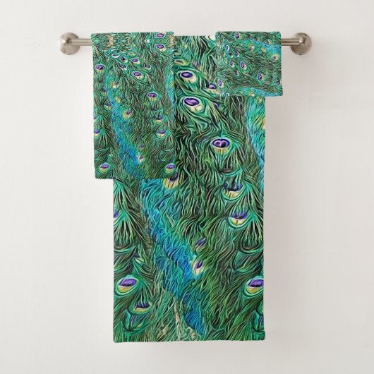 Peacockveren, abstract - patroon in acryl bad handdoek (Insitu)