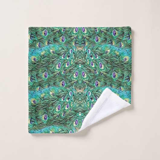 Peacockveren, abstract - patroon in acryl bad handdoek (Wasdoekje)