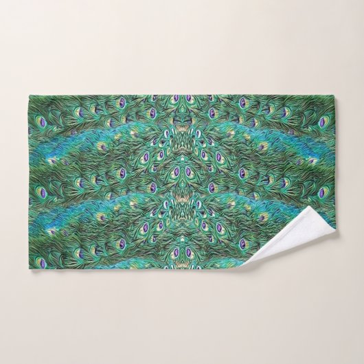 Peacockveren, abstract - patroon in acryl bad handdoek (Handdoek)
