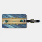 Peacockveren & Emerald Green Metallic Silk Bagagelabel (Achterkant horizontaal)