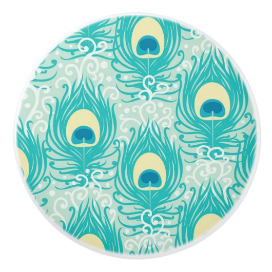 Peacockveren patroon keramische knop (Voorkant)