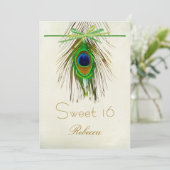 Peacockveren Sweet 16 Uitnodiging (Staand voorkant)
