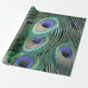 Peafowl Feathers Large Blue Eyes Cadeaupapier