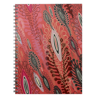 peafowl rood decoratief naadloos patroon notitieboek