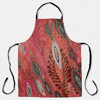 peafowl rood decoratief naadloos patroon schort