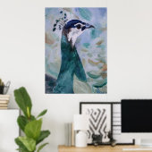 Peahen Portrait Poster (Thuiskantoor)