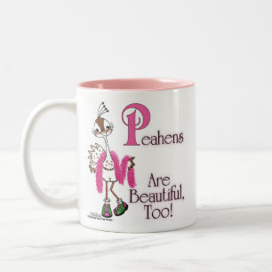 Peahens zijn ook mooi! tweekleurige koffiemok