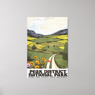 Peak District National Park vintage reisposter. Canvas Afdruk