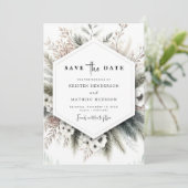 Peak Waterverf Mountain Wedding Save The Date (Staand voorkant)