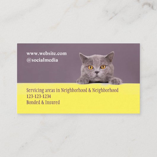 Peaking Chien and Cat Pet Services Carte de visite (Dos)