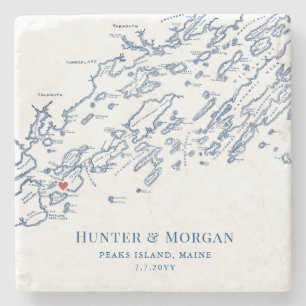 Peaks Island Maine Bestemming Trouwgunst Stenen Onderzetter