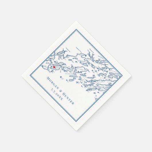 Peaks Island Maine Casco Bay Map Elegant Wedding Servet (Hoek)