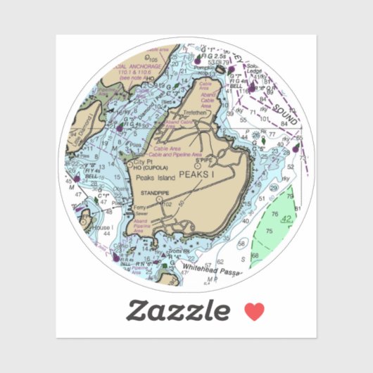 Peaks Island ME Nautical Chart Sticker (Vel)