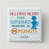 Peanut Allergy Alert Superheld Boy Button (Voorkant)