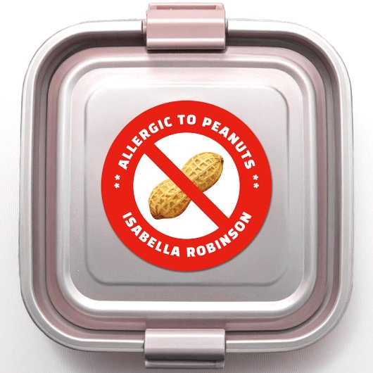 Peanut allergy food alert with custom name ronde sticker