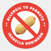 Peanut allergy food alert with custom name ronde sticker (Voorkant)