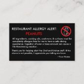 Peanut Allergy Restaurant & ICE Card - F/BSF Visitekaartje (Voorkant)