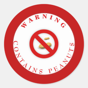 Peanut Allergy Warning Sticker