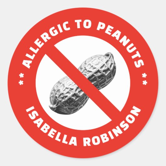 Peanut allergy with custom name ronde sticker (Voorkant)
