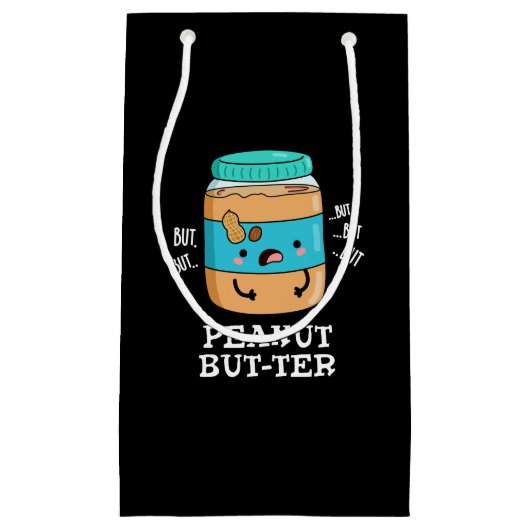 Peanut but-ter Funny Food Pun Dark BG Klein Cadeauzakje (Voorkant)