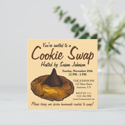 Peanut Butter Blossom Cookie Swap Party Bake Sale Kaart (Staand voorkant)