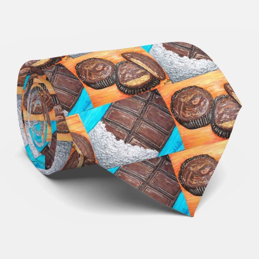 Peanut Butter Cups & Chocolate Bar Stropdas (Opgerold)
