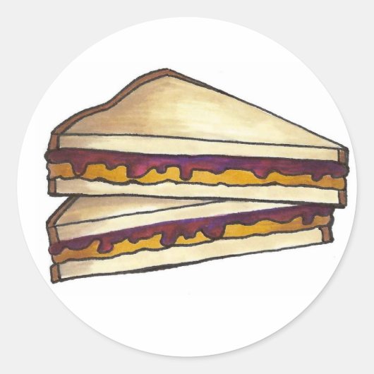 Peanut Butter en Grape Jelly Sandwich PBJ Lunch Ronde Sticker (Voorkant)