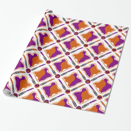 Peanut Butter en Grape Jelly Seamless Pattern Cadeaupapier (Uitgerold)