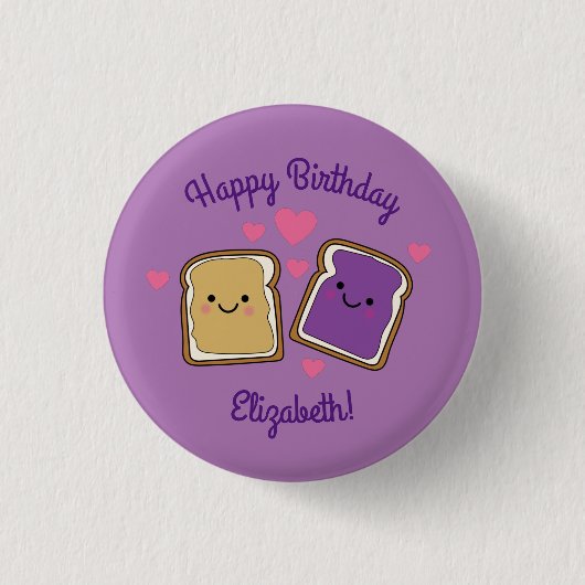 Peanut Butter en Jelly Birthday Party PBJ Ronde Button 3,2 Cm (Voorkant)