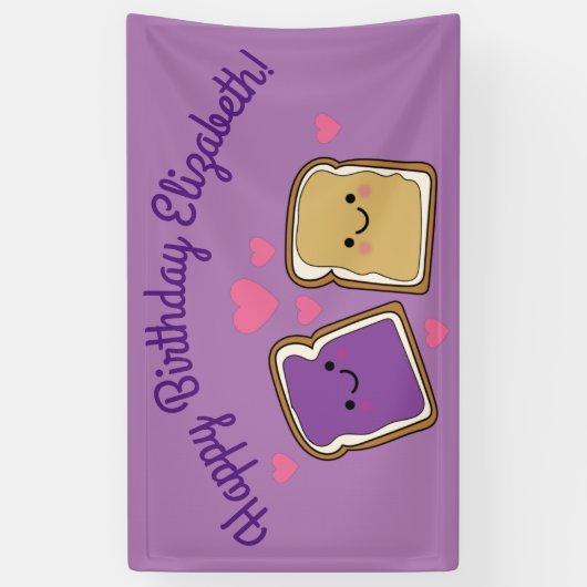Peanut Butter en Jelly Birthday Party PBJ Spandoek (Verticaal)