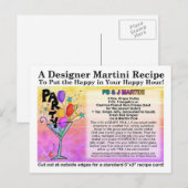 Peanut Butter en Jelly, PB&J, Martini Recipe Kaart (Voorkant / Achterkant)