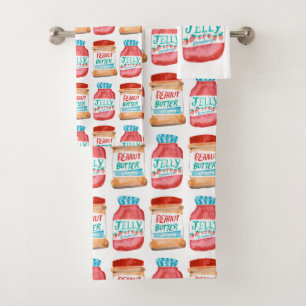 Peanut Butter en Jelly Waterverf Pattern Bad Handdoek