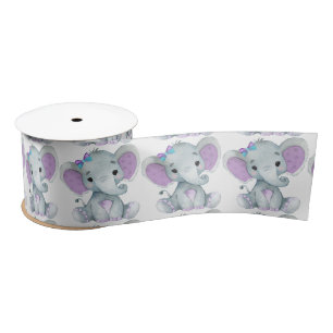 Peanut Elephant Satin Ribbon Spool Paars Blauwgroe Lint