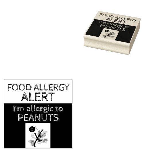 Peanut Food Allergy Alert Rubberstempel (Gestempeld)
