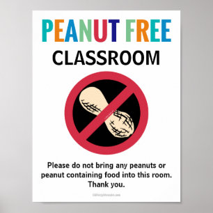 Peanut Free Classroom Gepersonaliseerd Allergy Sch Poster
