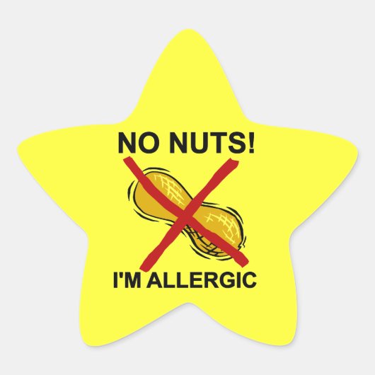 Peanut NO Nuts Ik ben allergisch Ster Sticker (Voorkant)